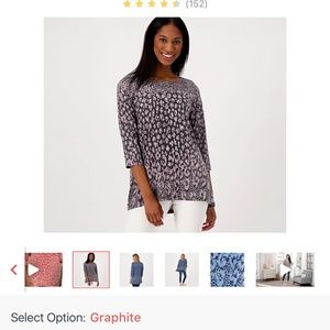 Belle by Kim Gravelle from QVC Hi-Lo animal print top 3X in graphite